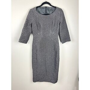 Theory Made in Italy Textured Metallic Sheath Dress 8 Modern Minimalist Evening